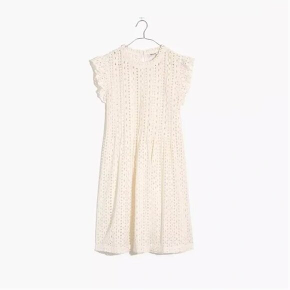 NWT! Eyelet Ruffle-Sleeve Pintuck Mini Dress Size XS - Picture 2 of 5